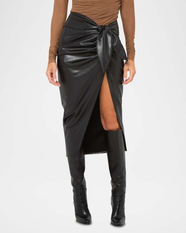Dusk Faux Leather Tie-Front Skirt
